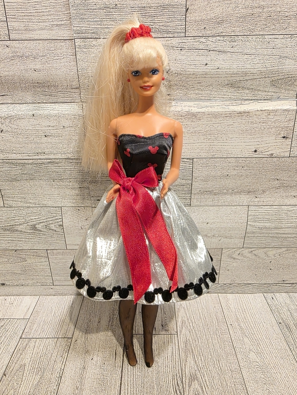 Barbie Black Silver Pink Red Party Dress Doll